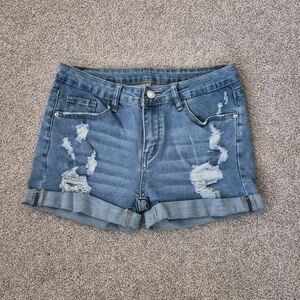 SHEIN Blue Distressed Jean Shorts